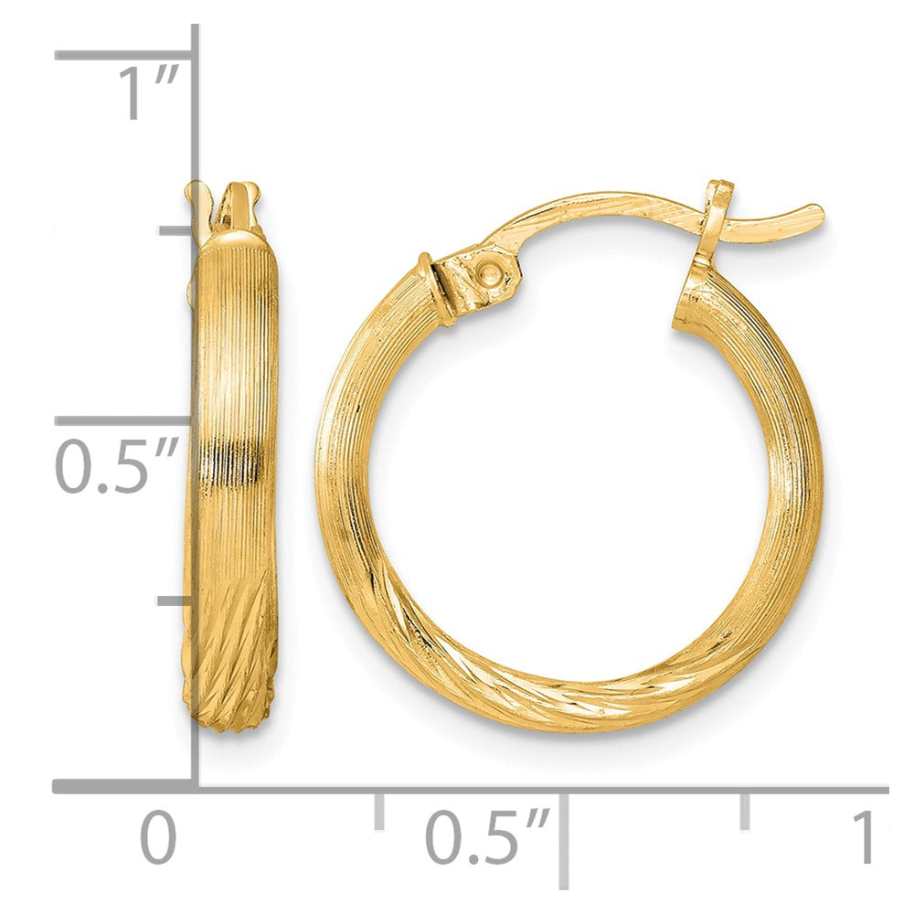 Sterling Silver Flash Gold-plated 2.5mm Polished/Satin D/C Hoop Earrings