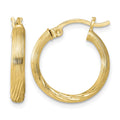 Sterling Silver Flash Gold-plated 2.5mm Polished/Satin D/C Hoop Earrings