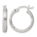 Sterling Silver 2.5mm Polished/Satin D/C Hoop Earrings