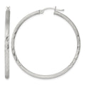 Sterling Silver 2.5mm Polished/Satin D/C Hoop Earrings