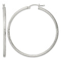 Sterling Silver 2.5mm Polished/Satin D/C Hoop Earrings