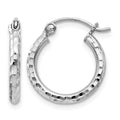 Sterling Silver Rhodium-plated 2mm Diamond Cut Hoop Earrings