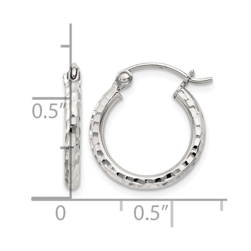 Sterling Silver 2mm Diamond Cut Hoop Earrings
