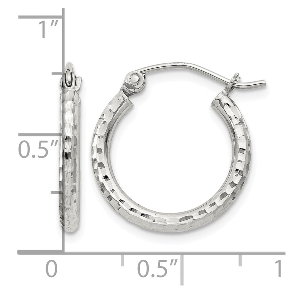 Sterling Silver 2mm Diamond Cut Hoop Earrings