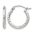 Sterling Silver 2mm Diamond Cut Hoop Earrings