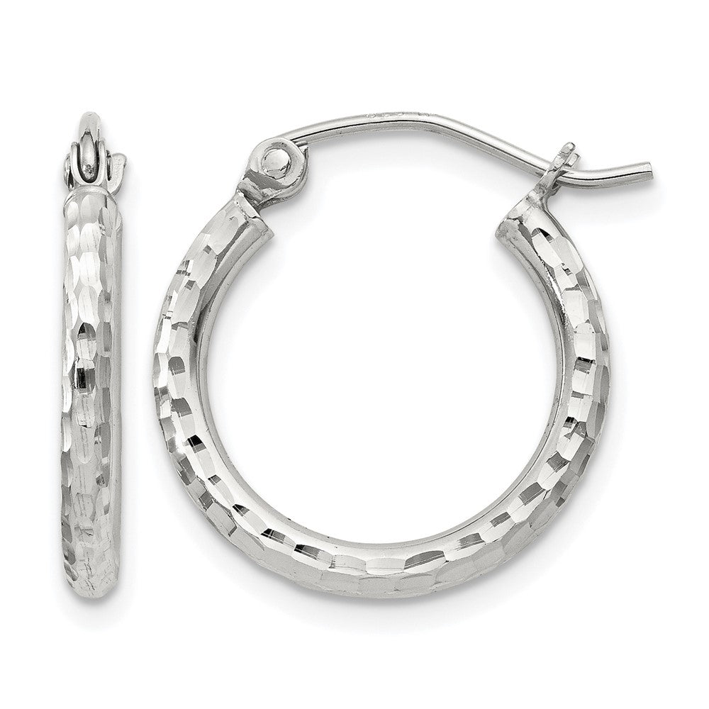 Sterling Silver 2mm Diamond Cut Hoop Earrings