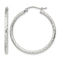 Sterling Silver 2mm Diamond Cut Hoop Earrings