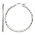 Sterling Silver 2mm Diamond Cut Hoop Earrings
