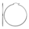 Sterling Silver Rhodium-plated 2mm Diamond Cut Hoop Earrings