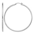 Sterling Silver Rhodium-plated 2mm Diamond Cut Hoop Earrings