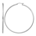 Sterling Silver Rhodium-plated 2mm Diamond Cut Hoop Earrings