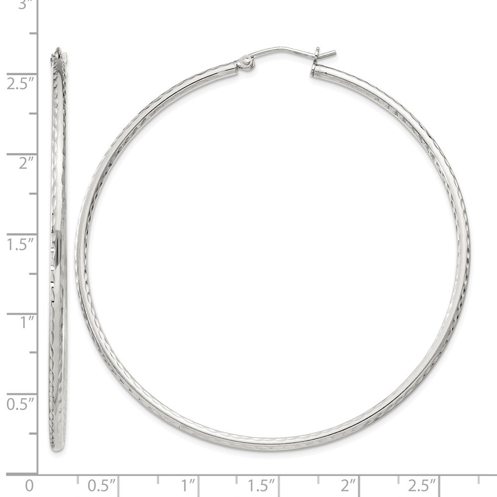 Sterling Silver 2mm Diamond Cut Hoop Earrings