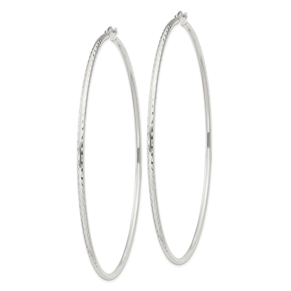 Sterling Silver 2mm Diamond Cut Hoop Earrings