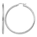 Sterling Silver Rhodium-plated 2.5mm Diamond-cut Hoop Earrings
