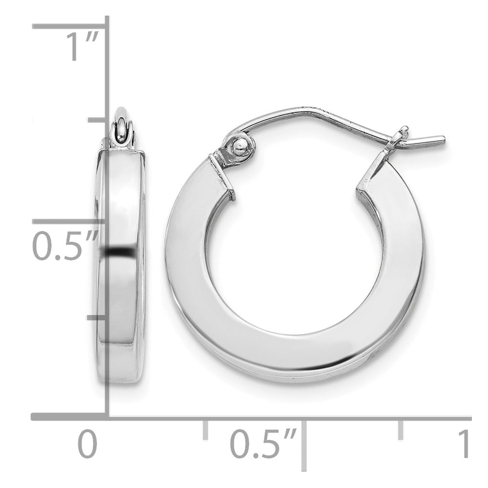 Sterling Silver Rhodium-plated 3x17mm Square Tube Hoop Earrings