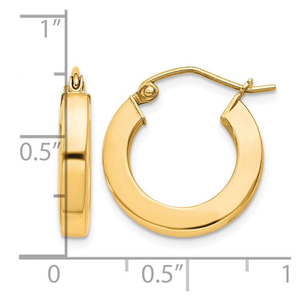 Sterling Silver Flash Gold-plated 3x17mm Square Tube Hoop Earrings