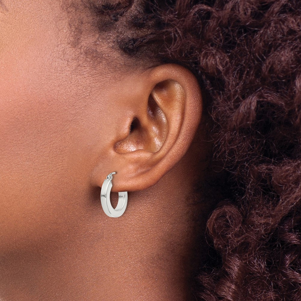 Sterling Silver 3x17mm Square Tube Hoop Earrings