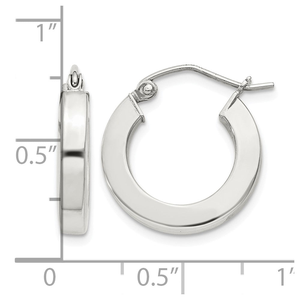 Sterling Silver 3x17mm Square Tube Hoop Earrings