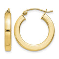 Sterling Silver Flash Gold-plated 3x20mm Square Tube Hoop Earrings