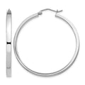 Sterling Silver RH-plated Concave 3x1x40mm Rectangular Tube Hoop Earrings