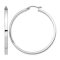 Sterling Silver RH-plated Concave 3x1x45mm Rectangular Tube Hoop Earrings