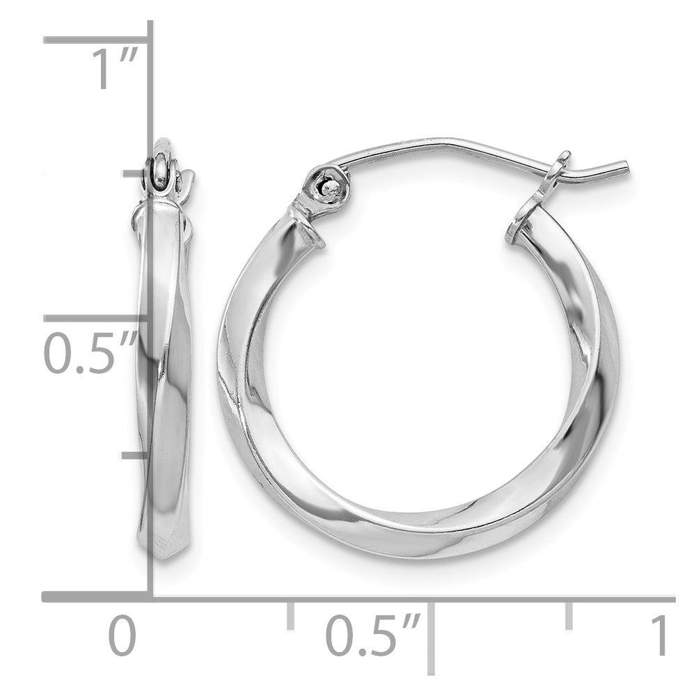Sterling Silver Rhodium-plated Twisted 2.5x18mmHoop Earrings