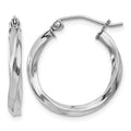 Sterling Silver Rhodium-plated Twisted 2.5x20mmHoop Earrings