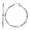 Sterling Silver Rhodium-plated 3x45mmTwisted Hoop Earrings