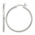 Sterling Silver Textured 2x30mm Hoop Earrings