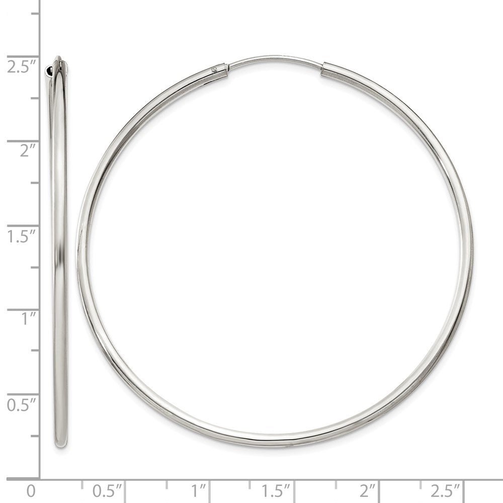 Sterling Silver 2x55mm Endless Hoop Earrings