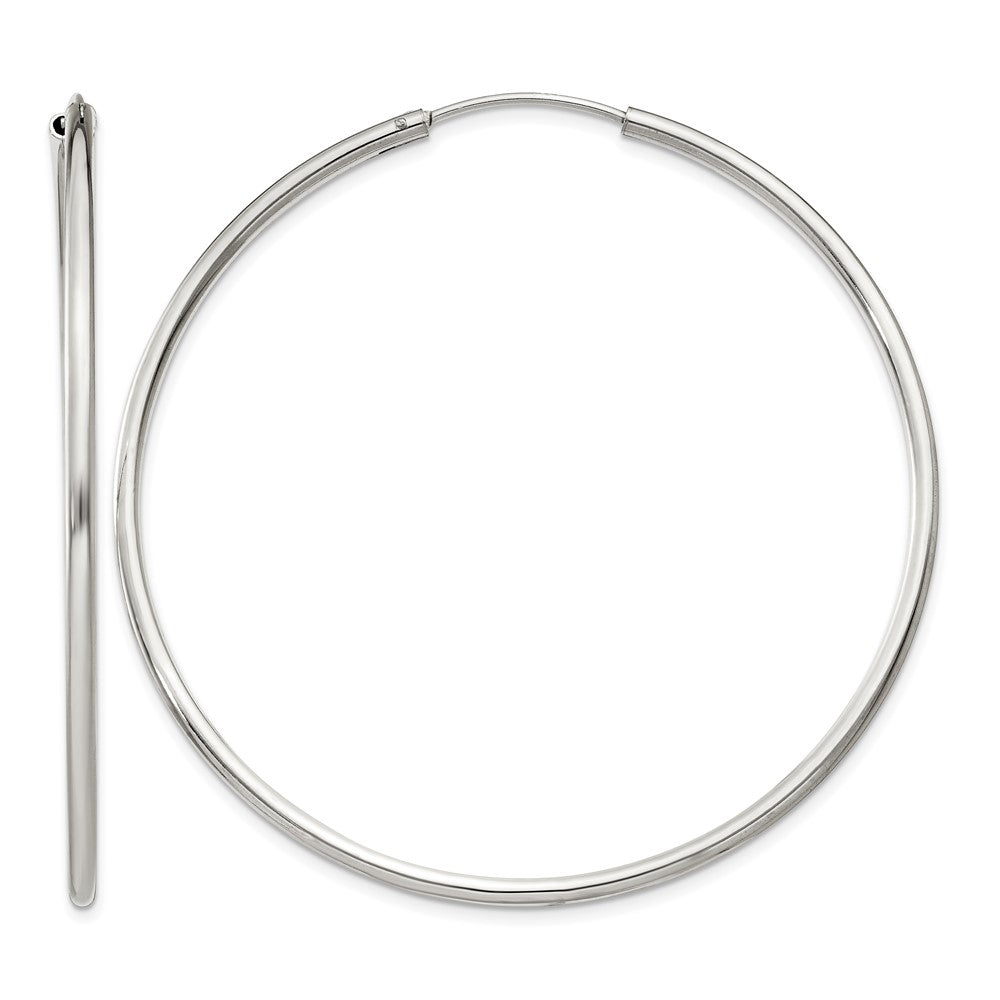 Sterling Silver 2x55mm Endless Hoop Earrings