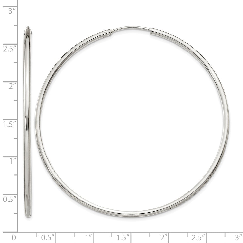 Sterling Silver 2x60mm Endless Hoop Earrings