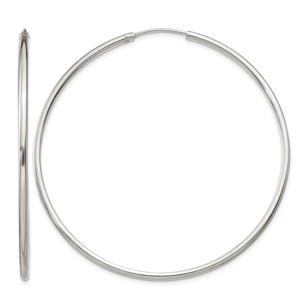 Sterling Silver 2x60mm Endless Hoop Earrings