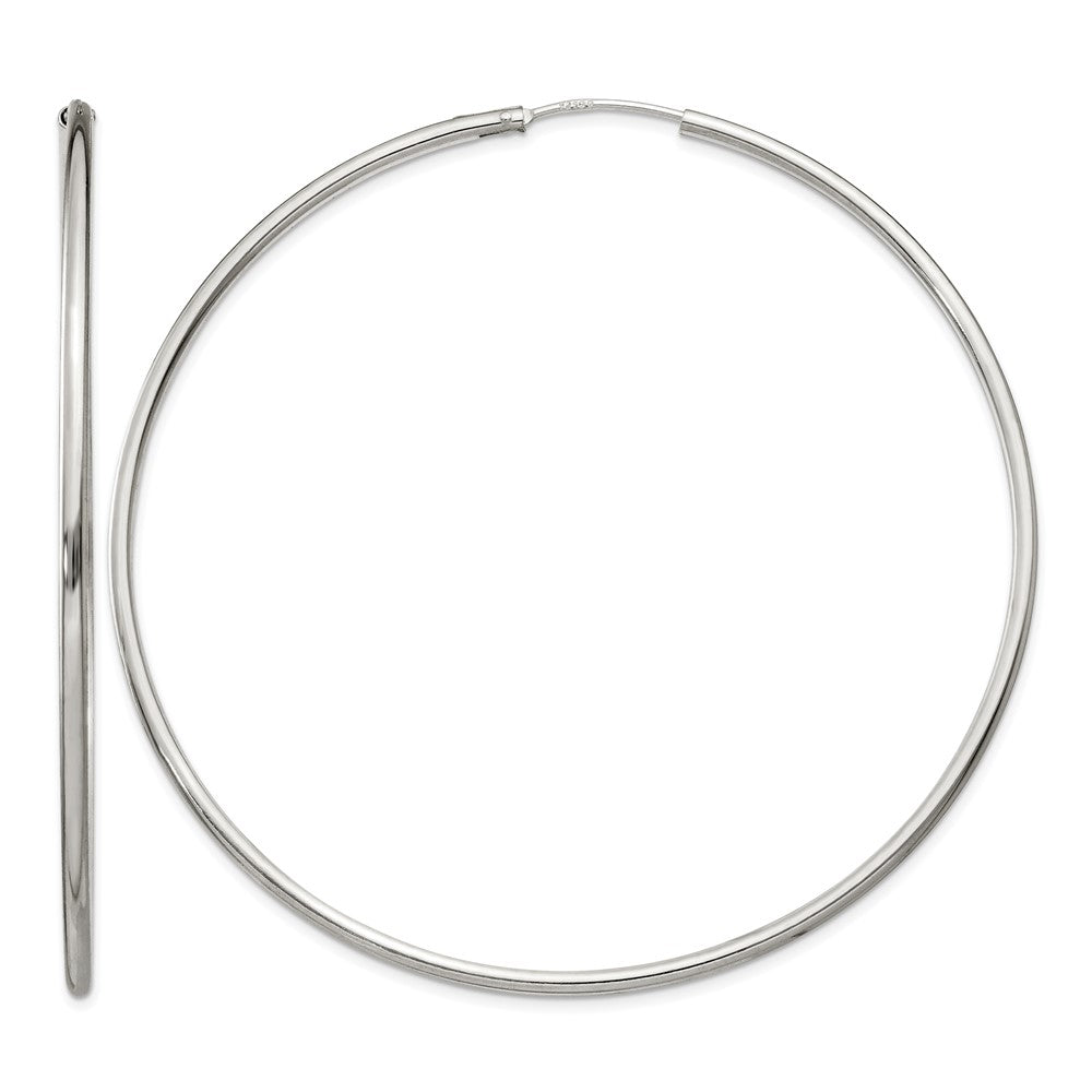 Sterling Silver 2x70mm Endless Hoop Earrings