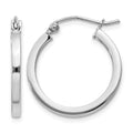 Sterling Silver Rhodium-plated 2x20mm Square Tube Hoop Earrings