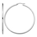 Sterling Silver Rhodium-plated 2x55mm Square Tube Hoop Earrings