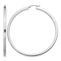 Sterling Silver Rhodium-plated 2x65mm Square Tube Hoop Earrings