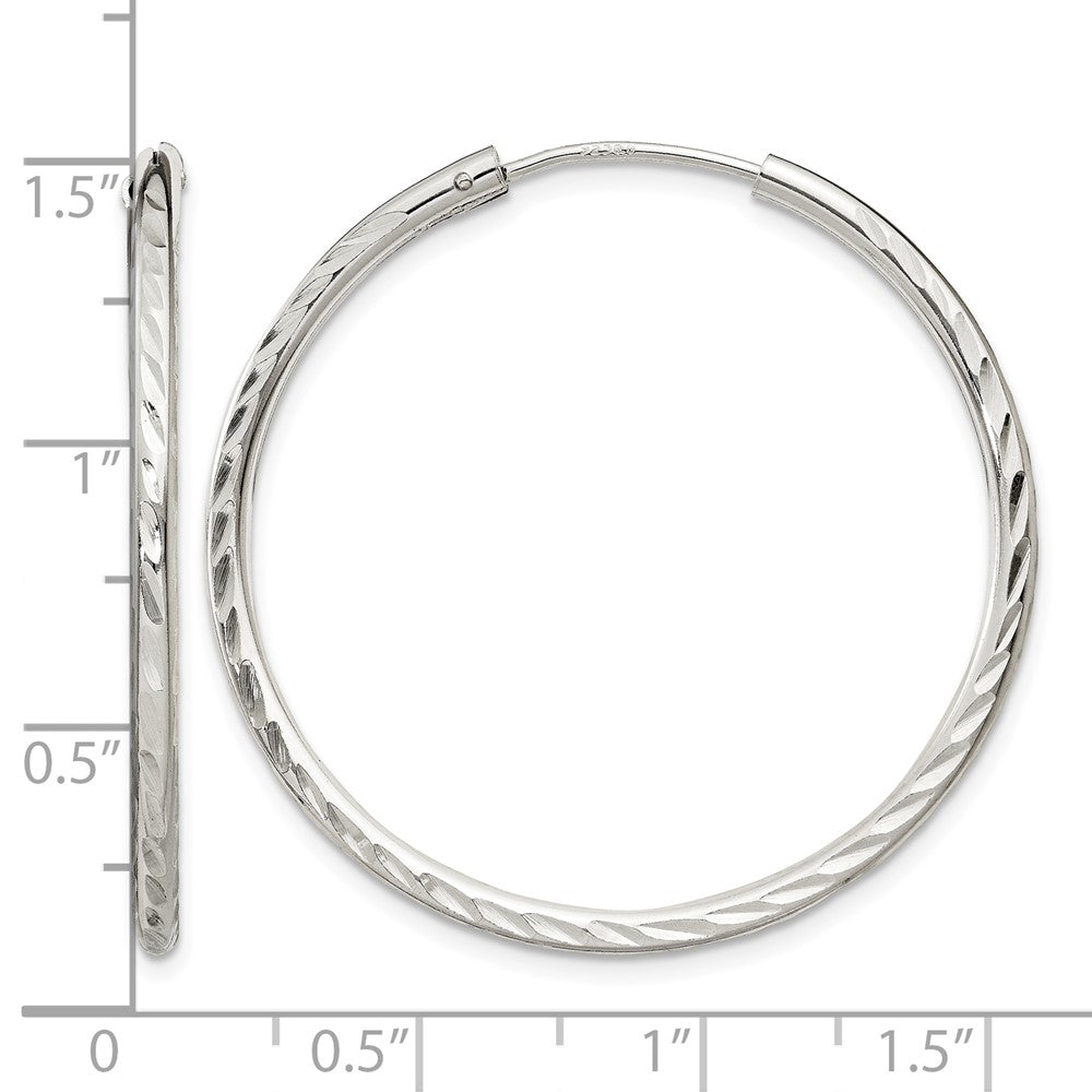 Sterling Silver D/C 2.5x35mm Endless Hoop Earrings