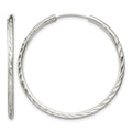 Sterling Silver D/C 2.5x35mm Endless Hoop Earrings