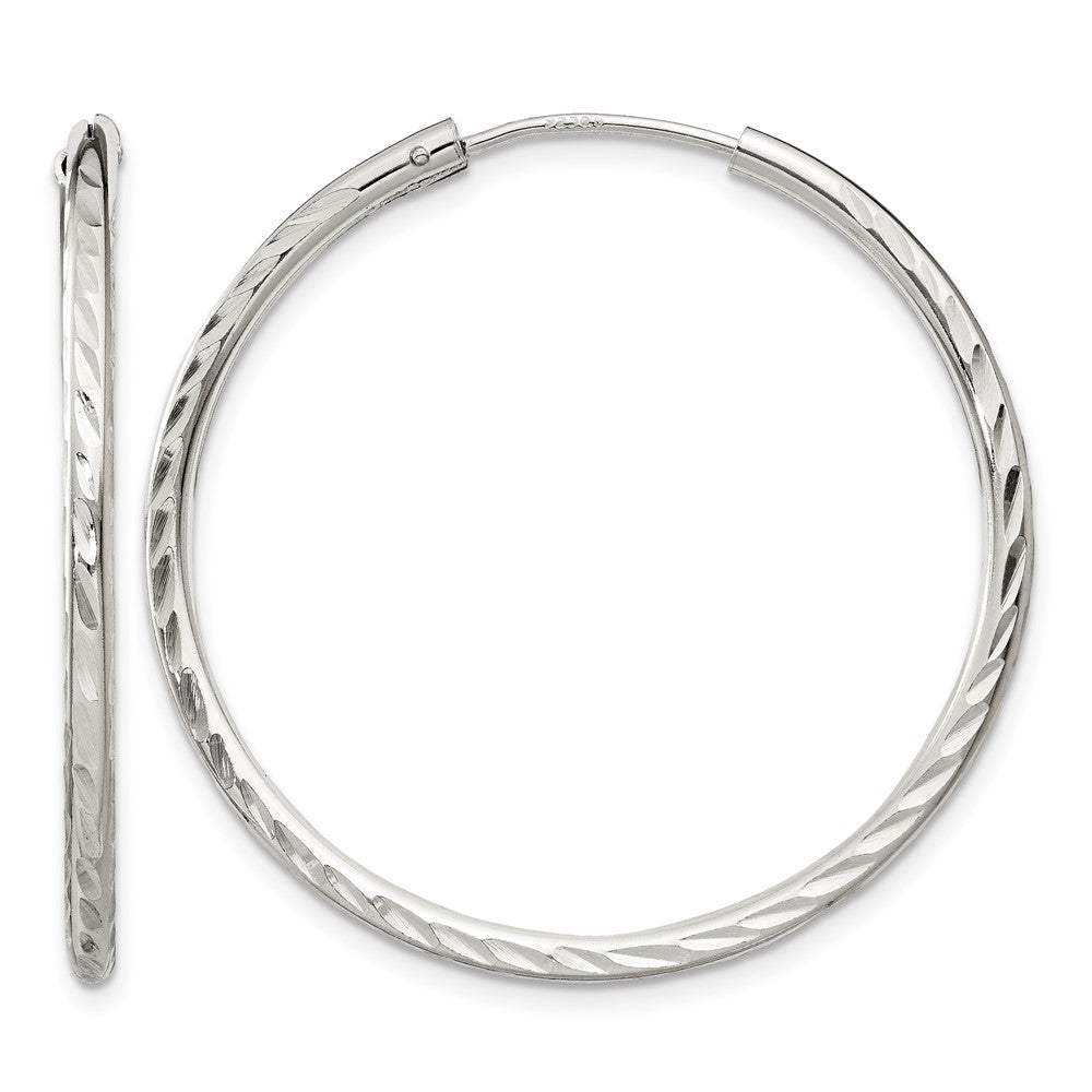 Sterling Silver D/C 2.5x35mm Endless Hoop Earrings