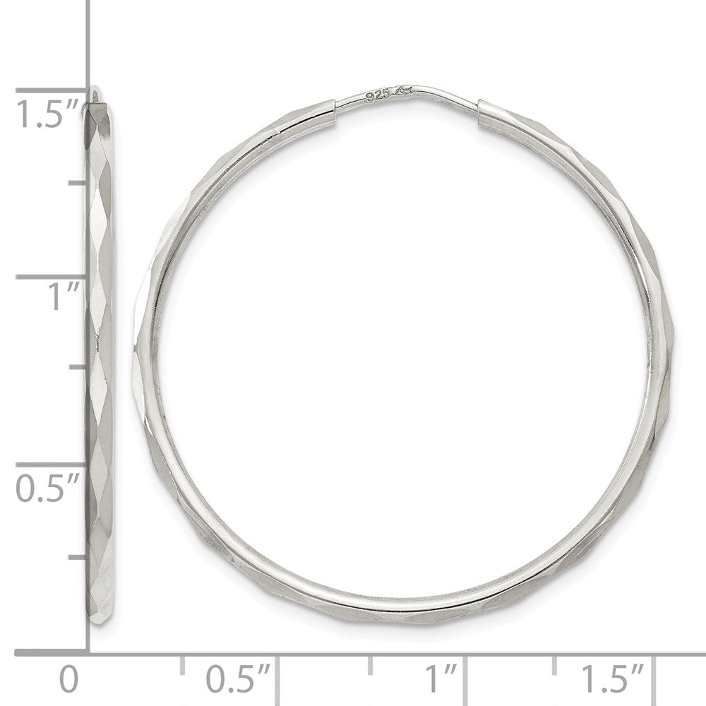 Sterling Silver D/C 2.5x35mm Endless Hoop Earrings