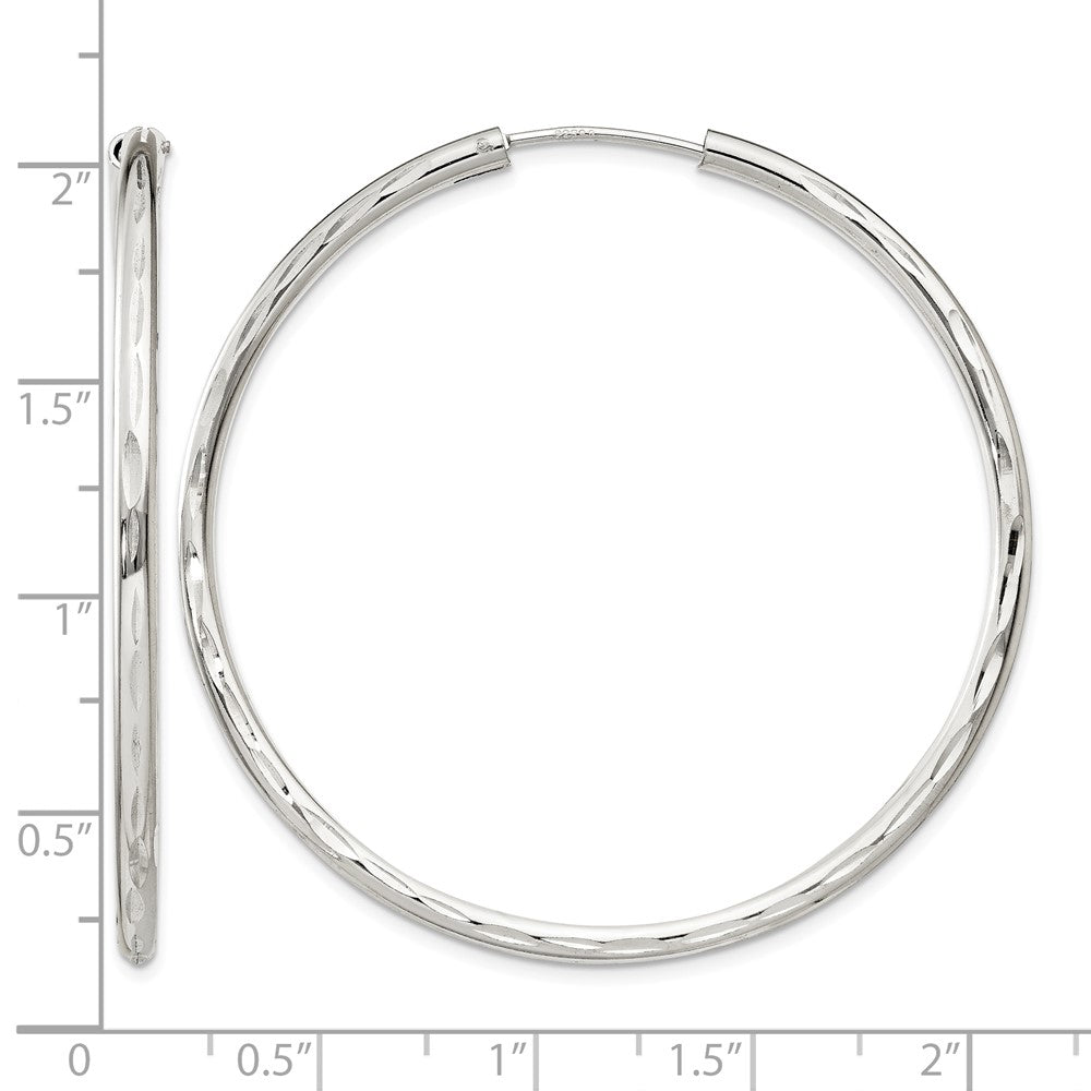 Sterling Silver D/C 2.5x50mm Endless Hoop Earrings