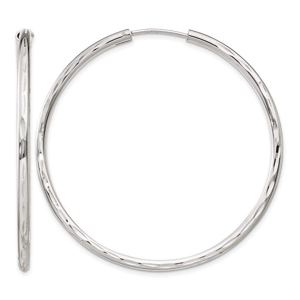 Sterling Silver D/C 2.5x50mm Endless Hoop Earrings