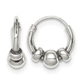 Sterling Silver Antiqued Tiny Beaded Endless Hoop Earrings