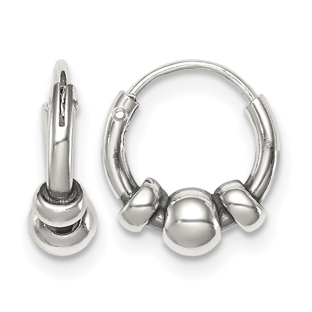 Sterling Silver Antiqued Tiny Beaded Endless Hoop Earrings