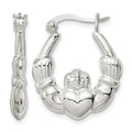 Sterling Silver Polished Claddagh Hoop Earrings