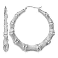 Sterling Silver Rhodium-plated Bamboo Round Hoop Earrings