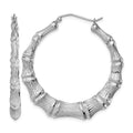 Sterling Silver Rhodium-plated Bamboo Round Hoop Earrings