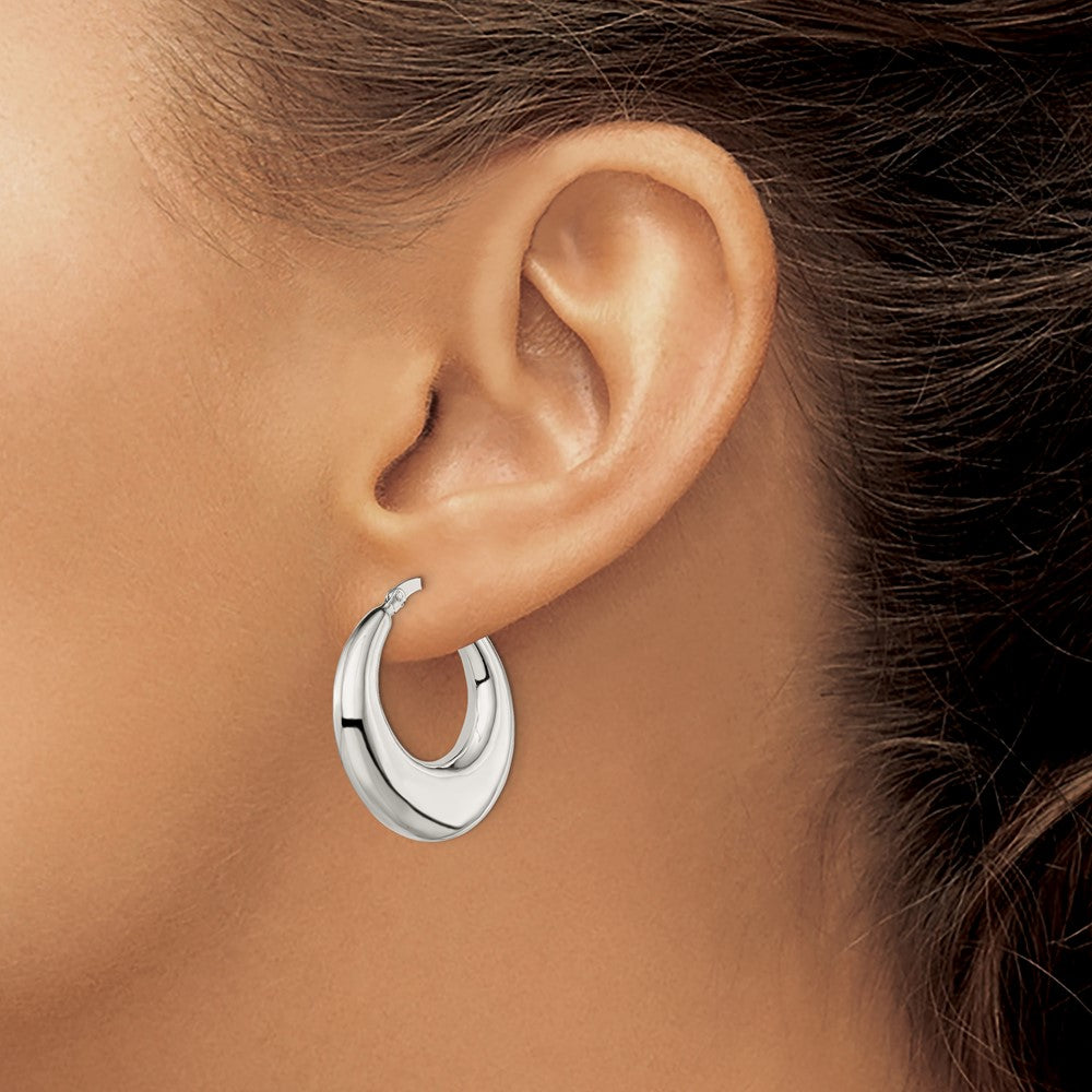 Sterling Silver Polished & Tapered Round Hoop Earrings