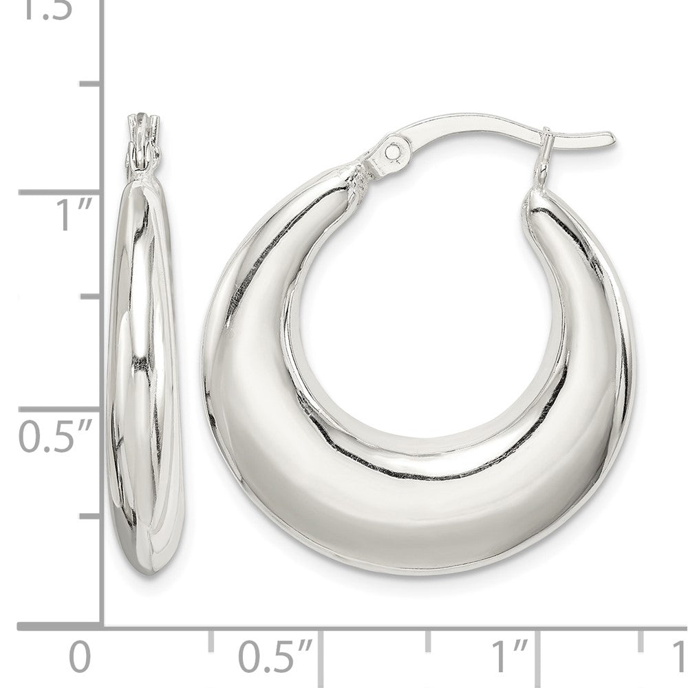 Sterling Silver Polished & Tapered Round Hoop Earrings